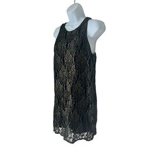 ASTR Black Gold Lace Sleeveless Mini Dress sz S